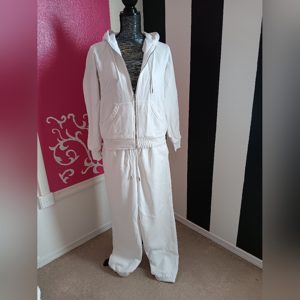 H&M Women's White Hooded Jogging Suit